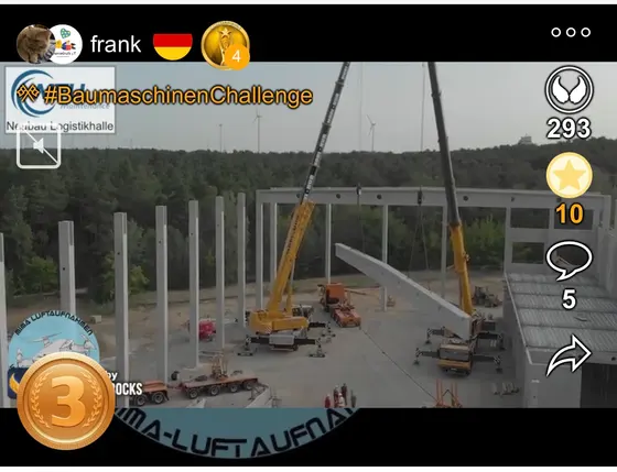 3. Platz bei der BaumaschinenChallenge
(Video siehe Menüpunkt Zeitraffer)